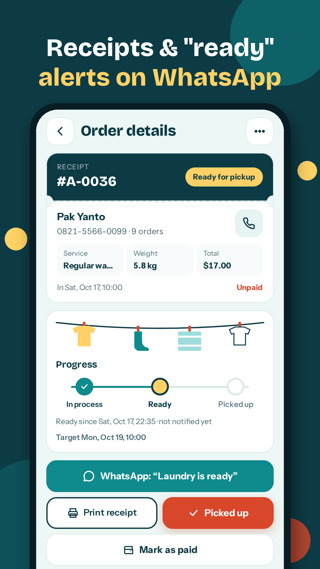 WhatsApp receipt