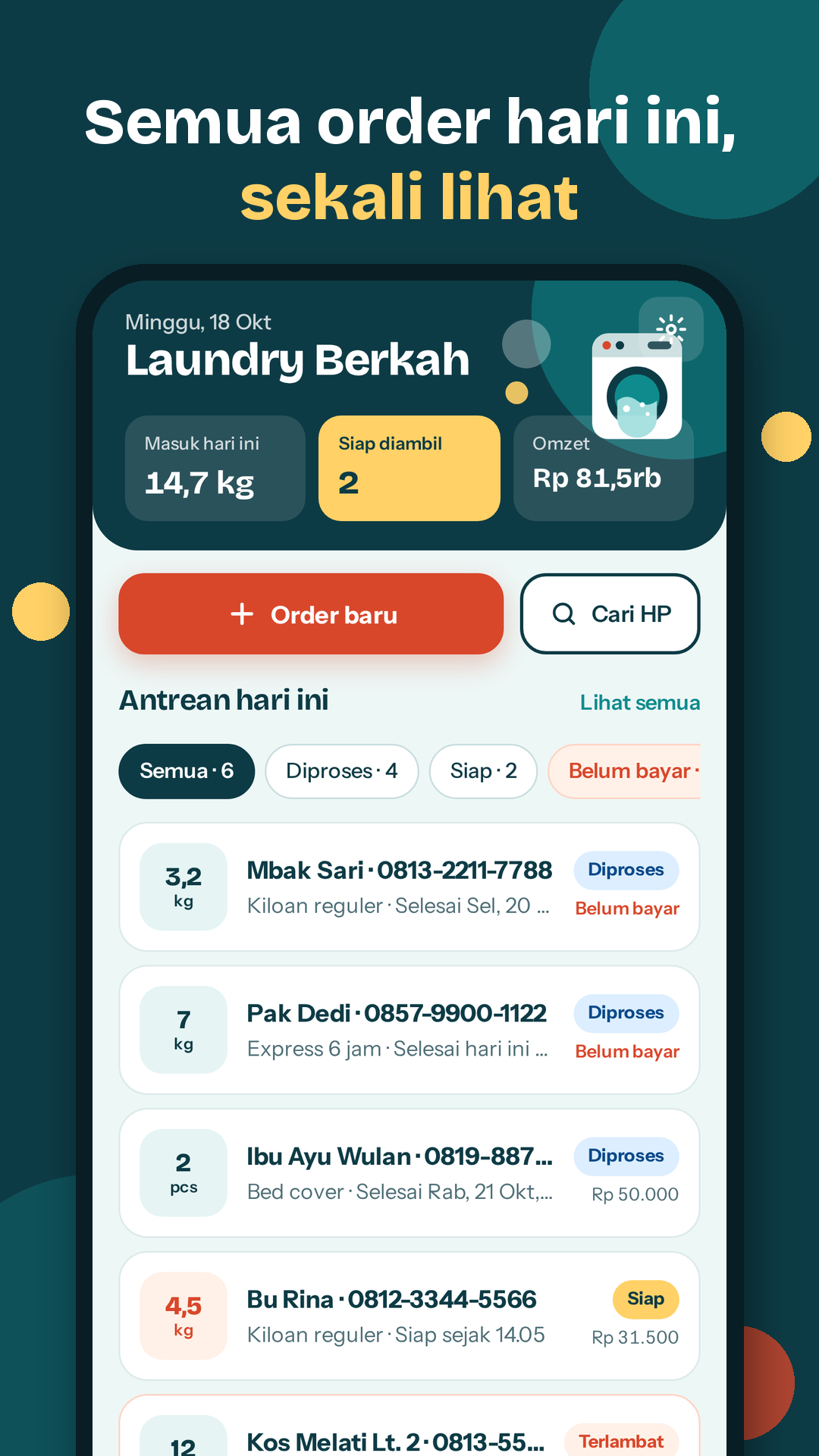 Layar beranda Laundrio